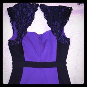 Classy Black and purple capped sleeved dress